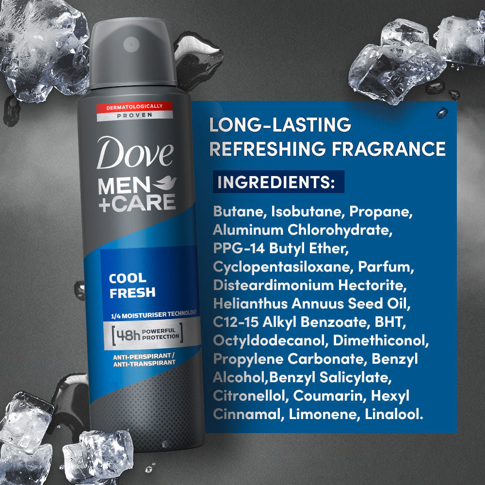 Dove Men+Care Cool Fresh Dry Spray Antiperspirant Deodorant (Pack of 3), 150ml Each Buy at Indicrest Image 6