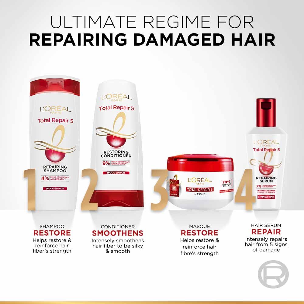 L'Oreal Paris Total Repair 5 Hair Masque With Protien + Ceramide For Damaged & Weak Hair, 200g Buy at Indicrest Image 7
