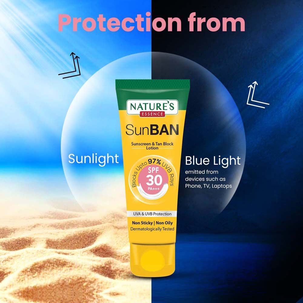 Nature's Essence Sunban SPF 30 PA+++ Sunscreen & Tan Block Lotion, 30ml Buy at Indicrest Image 5