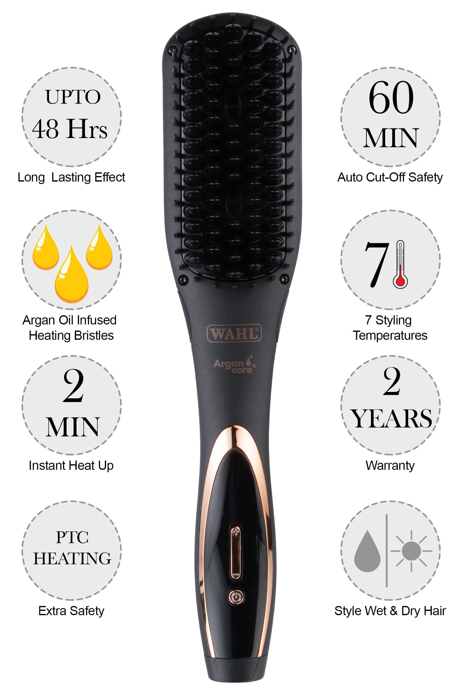 Wahl Argan Care Smart Brush Hair Straightener Buy at Indicrest Image 4