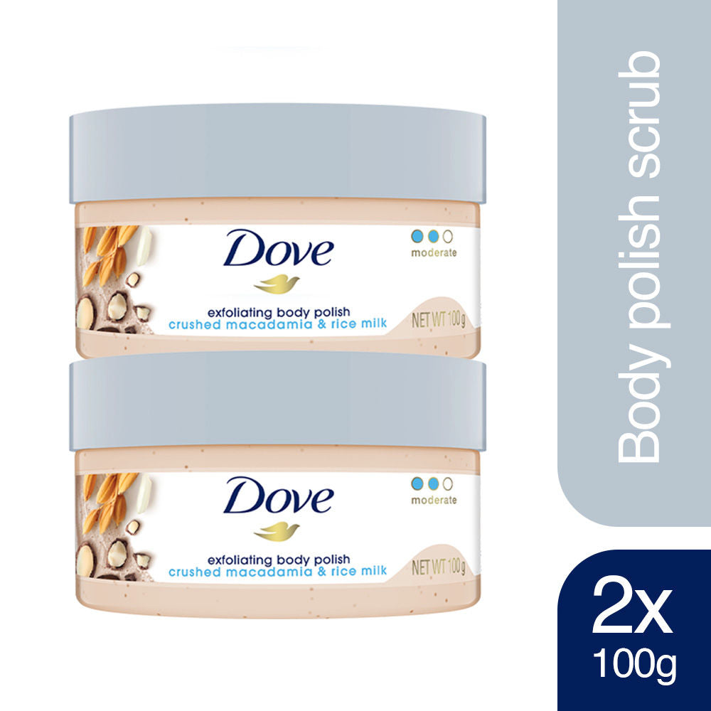 Dove Exfoliating Body Polish - Crushed Macadamia & Rice Milk (Pack of 2), 200g Buy at Indicrest