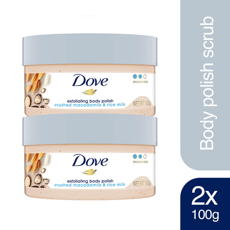 Dove Exfoliating Body Polish - Crushed Macadamia & Rice Milk (Pack of 2), 200g Buy at Indicrest