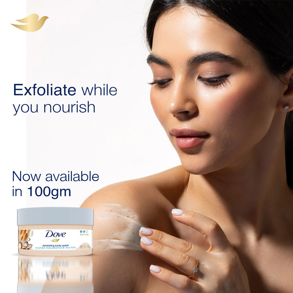 Dove Exfoliating Body Polish - Crushed Macadamia & Rice Milk (Pack of 2), 200g Buy at Indicrest Image 2