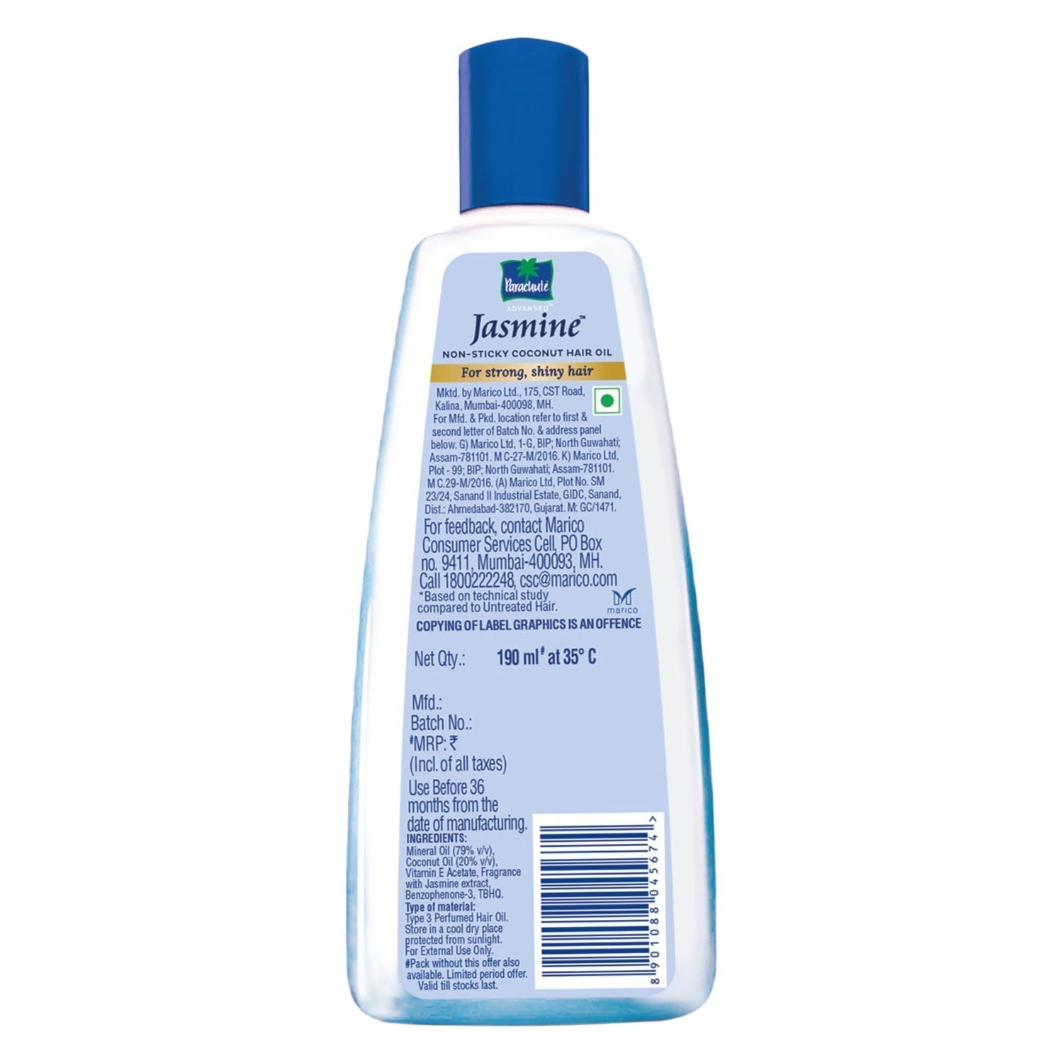 Parachute Advansed Jasmine Coconut Hair Oil, Vitamin E for Healthy Shiny Hair, Non-sticky, 190ml Buy at Indicrest Image 9