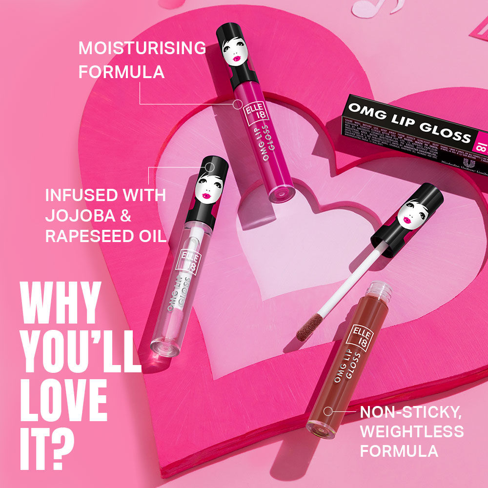 Elle 18 OMG Non sticky Tinted Lip Gloss With Jojoba Oil - Honeyed Hush, 2.5ml Buy at Indicrest Image 4