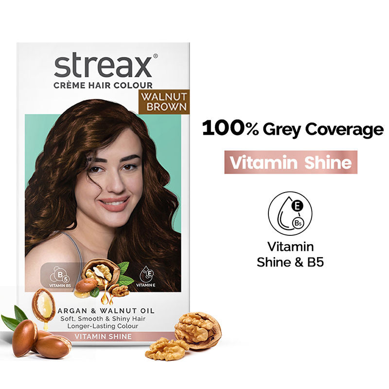 Streax Cream Hair Colour With 100% Grey Coverage & No Ammonia - 5.4 Walnut Brown, 35g+25ml Buy at Indicrest