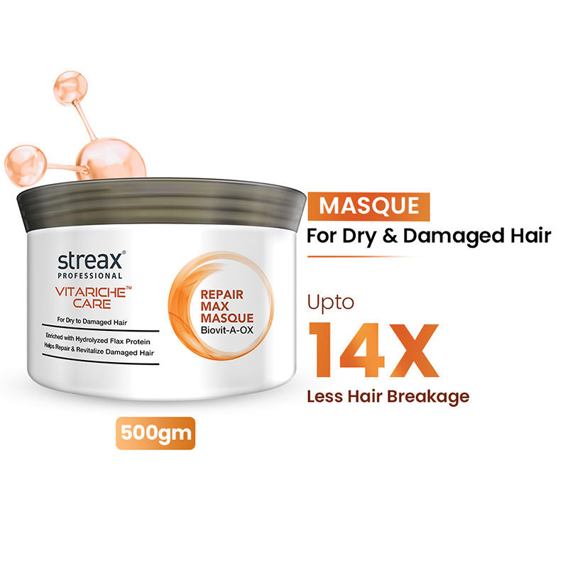 Streax Professional Vitariche Care Repair Max Hair Masque For Healthy Hair, 500g Buy at Indicrest