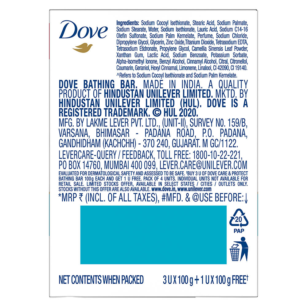 Dove Care & Protect Moisturising Cream Beauty Bathing Bar (Buy 3 Get 1 Free), 400g Buy at Indicrest Image 3