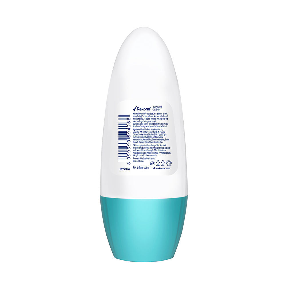Rexona Women Shower Clean Roll On Antiperspirant Deodorant, 45ml Buy at Indicrest Image 3