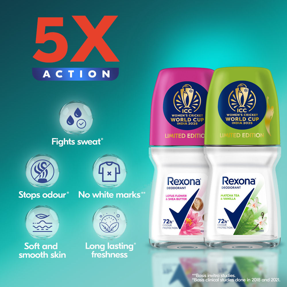 Rexona Lotus Flower & Shea Butter And Matcha Tea & Vanilla Antiperspirant Roll-On (Pack of 2), 2 pieces Buy at Indicrest Image 6