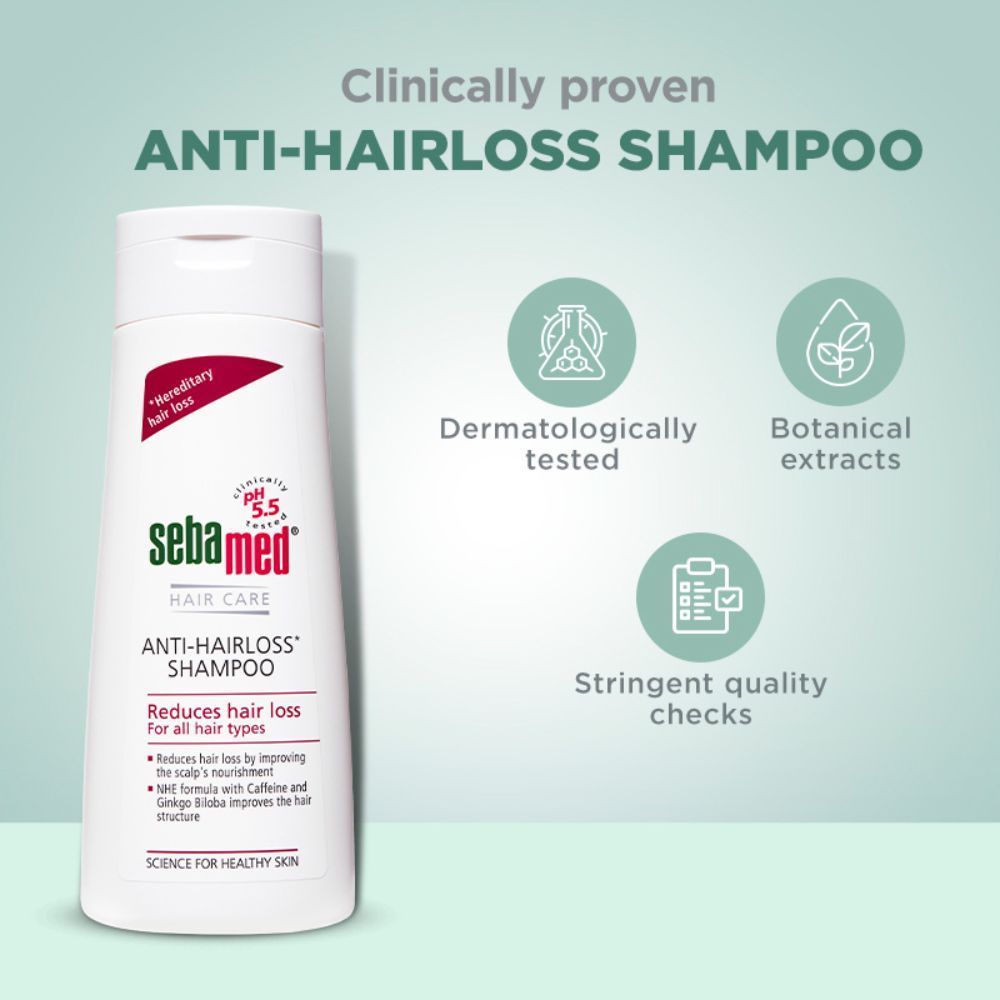 Sebamed Anti- Hairloss Shampoo, PH 5.5, Reduces Hairloss, Caffeine & Gingko Biloba, All Hair Types, 200ml Buy at Indicrest Image 6