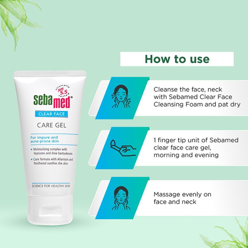 Sebamed Clear Face Care Gel, PH 5.5, Acne Prone Skin, Hyaluron & Aloe Vera, Water Based Moisturiser, 50ml Buy at Indicrest Image 5