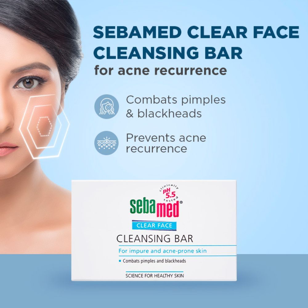 Sebamed Clear Face Cleansing Bar, PH 5.5, Reduces Pimples & Blackheads, Vitamin E, 100g Buy at Indicrest Image 3