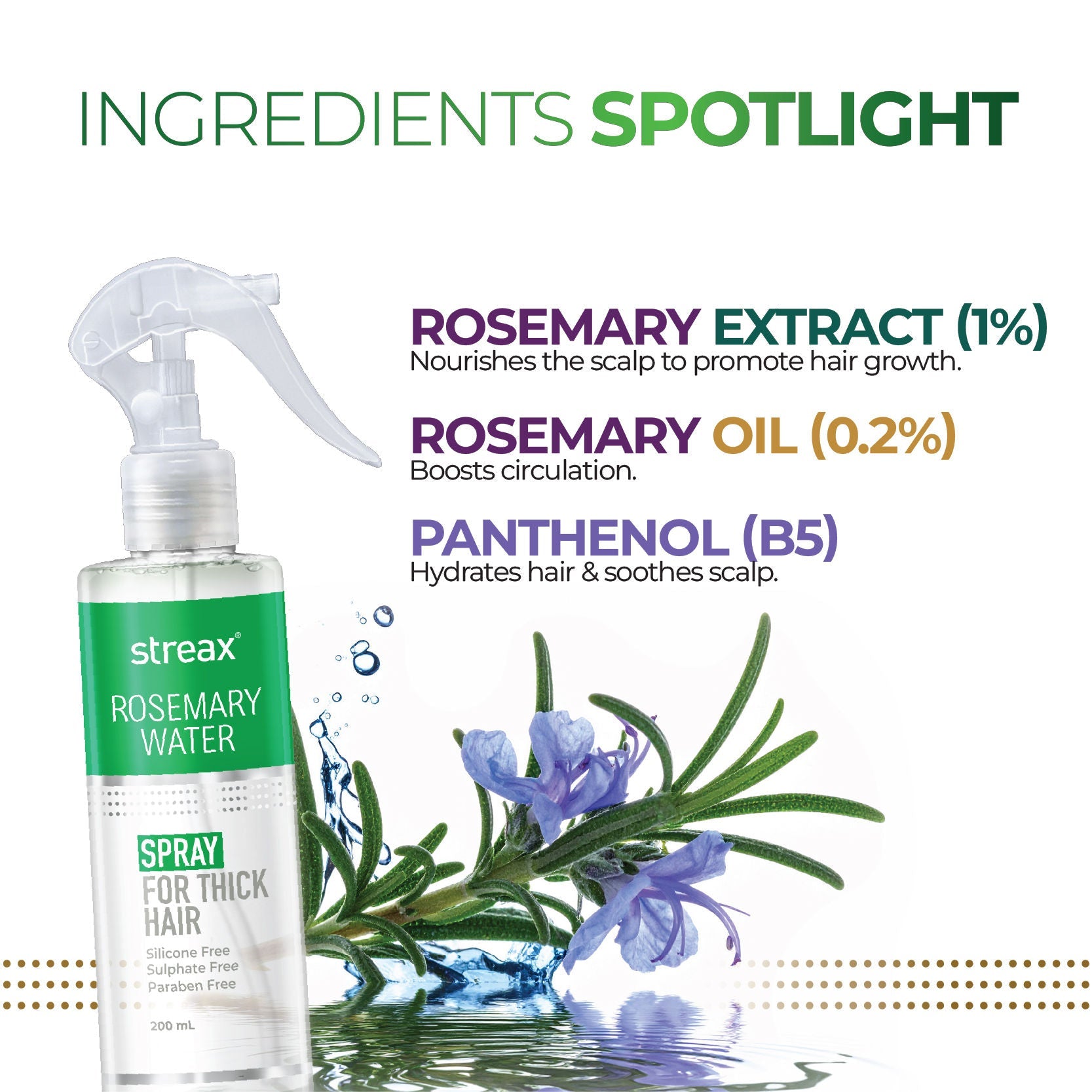 Streax Rosemary Water Spray For Hair Growth, 200ml Buy at Indicrest Image 2