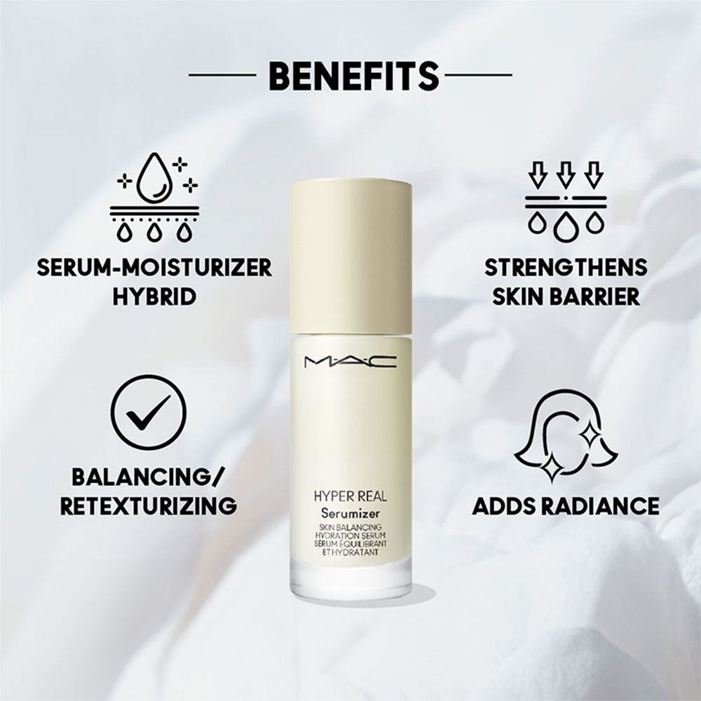 M.A.C Hyper Real Serumizer Skin Balancing Serum With Niacimide, Hyaluronic Acid & Ceramides, 30ml Buy at Indicrest Image 3