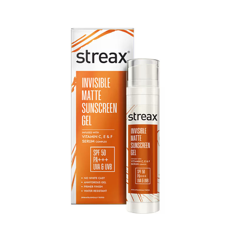 Streax Invisible Matte Gel Sunscreen SPF 50 Pa+++, For Glowing Skin, No White Cast & Non-Greasy, 50ml Buy at Indicrest Image 9
