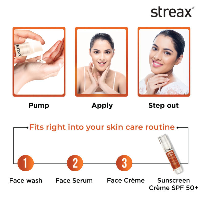 Streax Sunscreen Gel Crème SPF 50 Pa+++, 50G, Hydrating & Brightening, Non-Oily & No White Cast, 50ml Buy at Indicrest Image 6