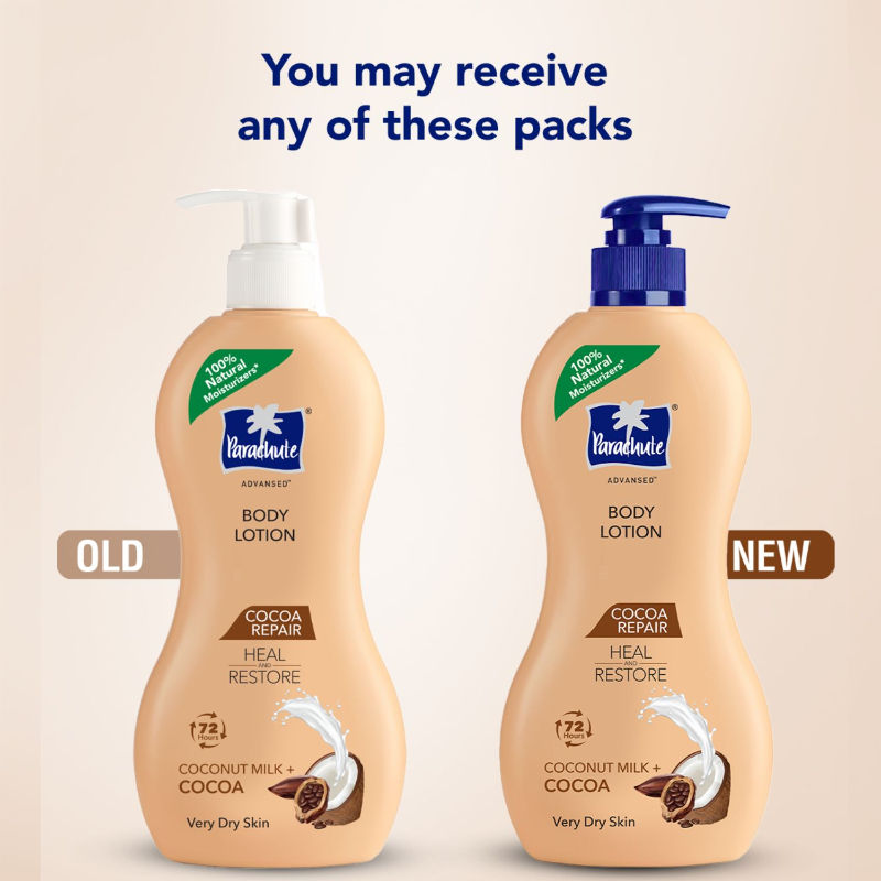 Parachute Advansed Cocoa Repair Body Lotion For Women & Men - 100% Natural, 72h Moisturisation, 400ml Buy at Indicrest Image 5