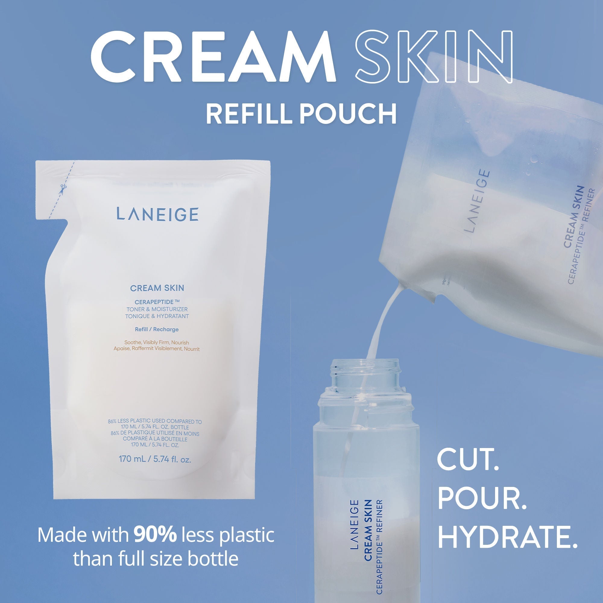 LANEIGE Cream Skin Cerapeptide Toner & Moisturizer Refill, 170ml