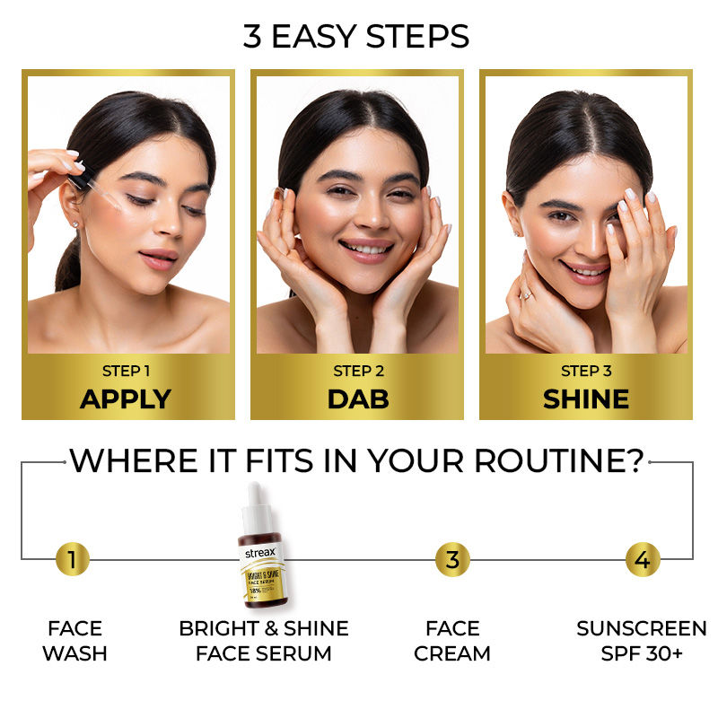 Streax Bright & Shine Face Serum For Brightening, Dark Spots Reduction, 30ml Buy at Indicrest Image 12