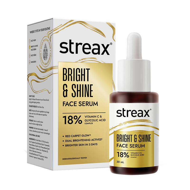 Streax Bright & Shine Face Serum For Brightening, Dark Spots Reduction, 30ml Buy at Indicrest Image 4