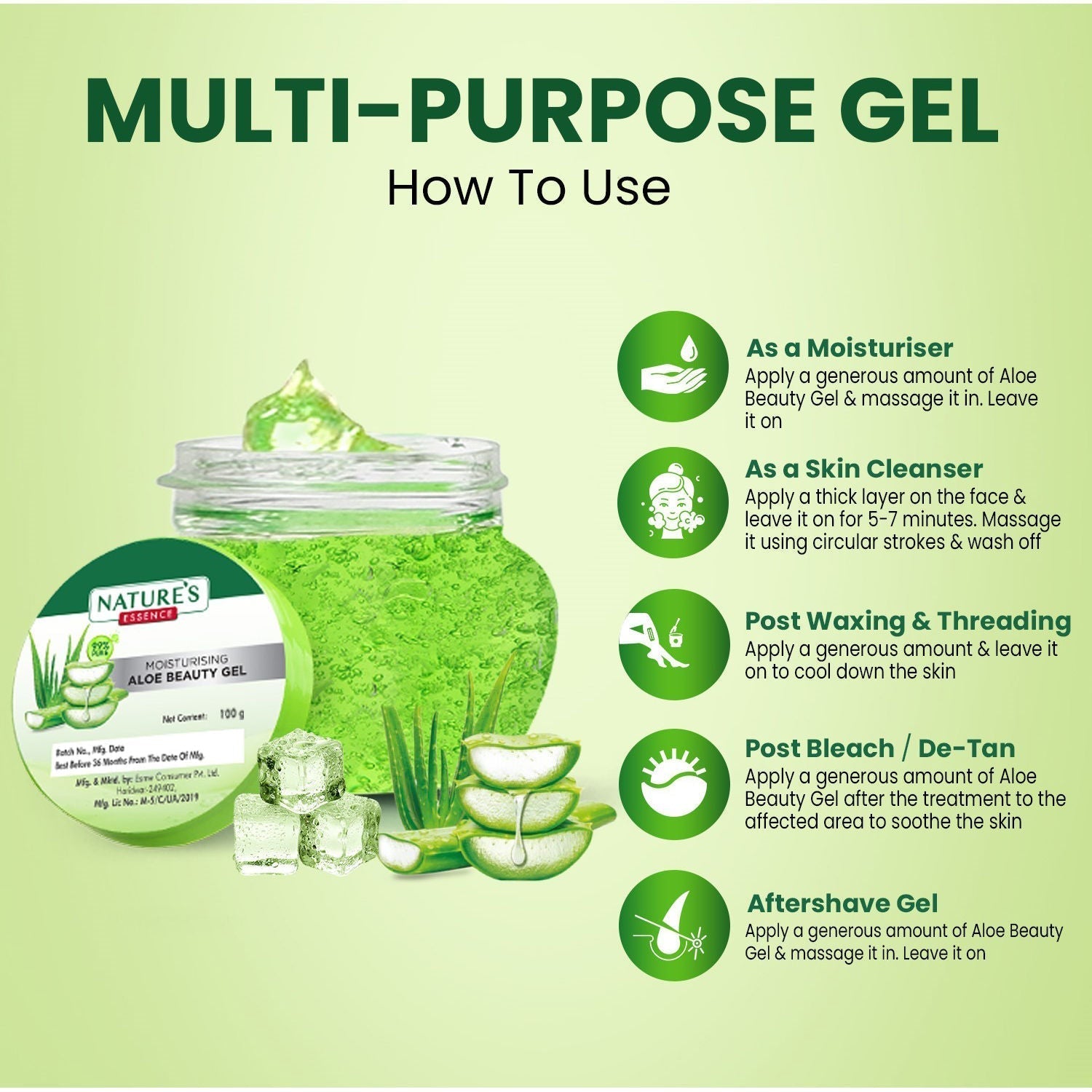 Nature's Essence Moisturising Aloe Beauty Gel, 100g Buy at Indicrest Image 7