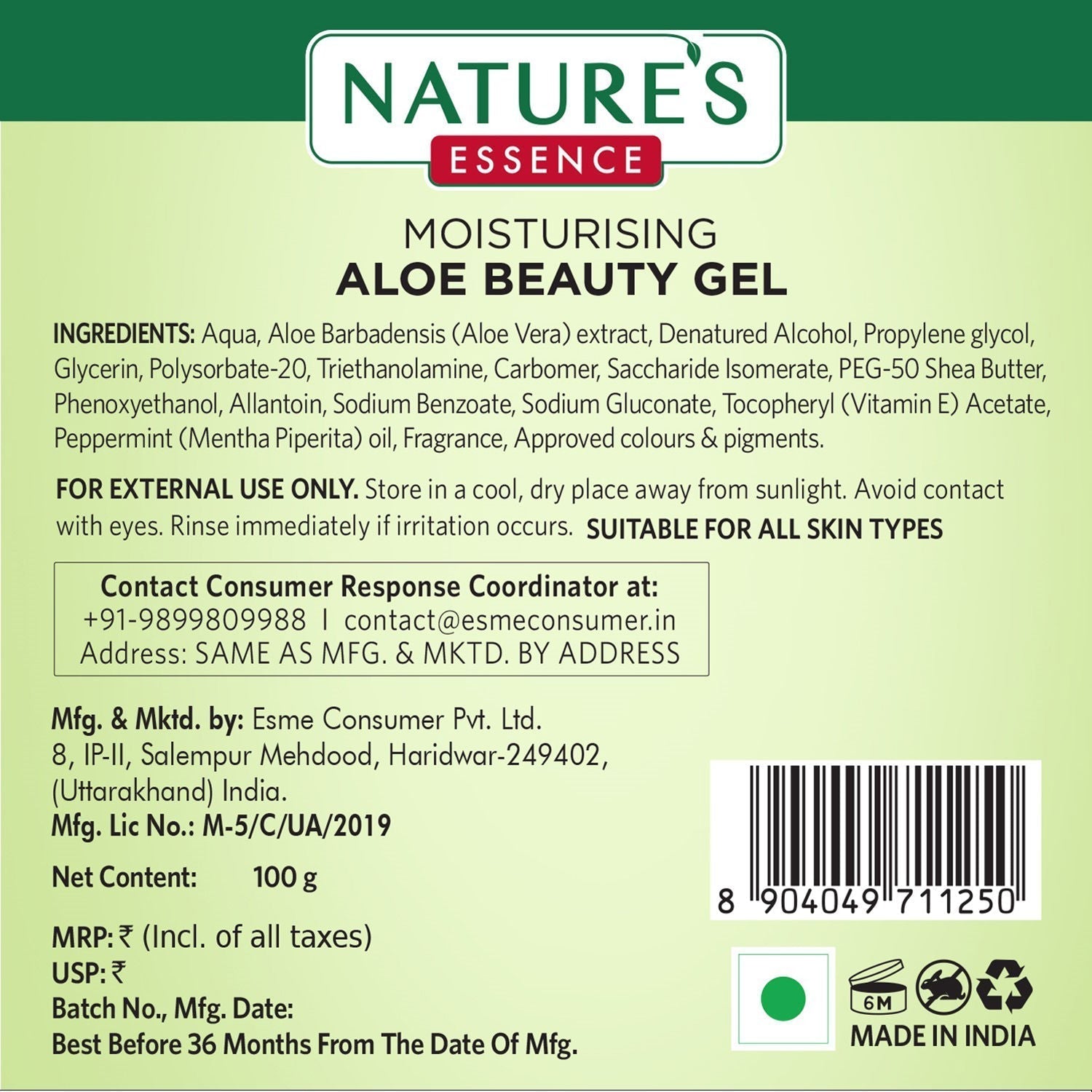 Nature's Essence Moisturising Aloe Beauty Gel, 100g Buy at Indicrest Image 8