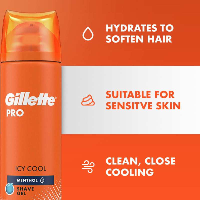 Gillette Pro Shaving Gel Icy Cool With Menthol, 195g Buy at Indicrest Image 6