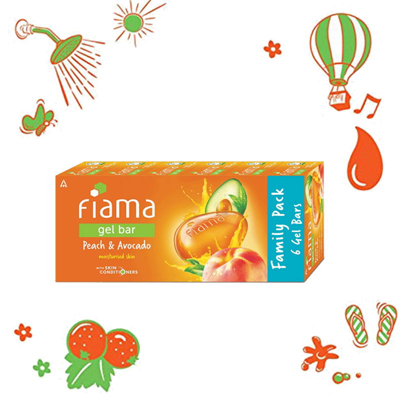 Fiama Peach & Avocado Gel Bar, Moisturized Skin, Skin Friendly PH (Pack of 6 Soaps), 750g Buy at Indicrest Image 9