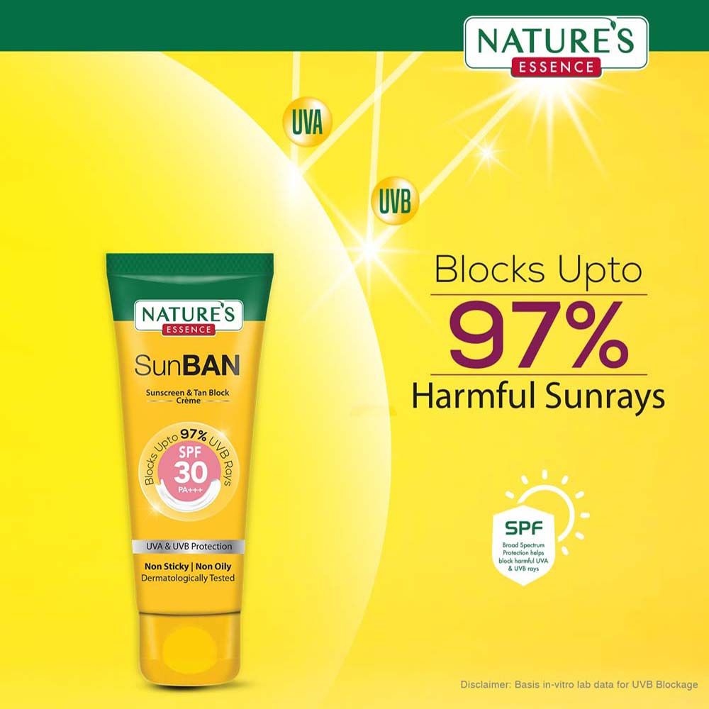 Nature's Essence Sunban SPF 30 PA+++ Sunscreen & Tan Block Creme, 120ml Buy at Indicrest Image 3