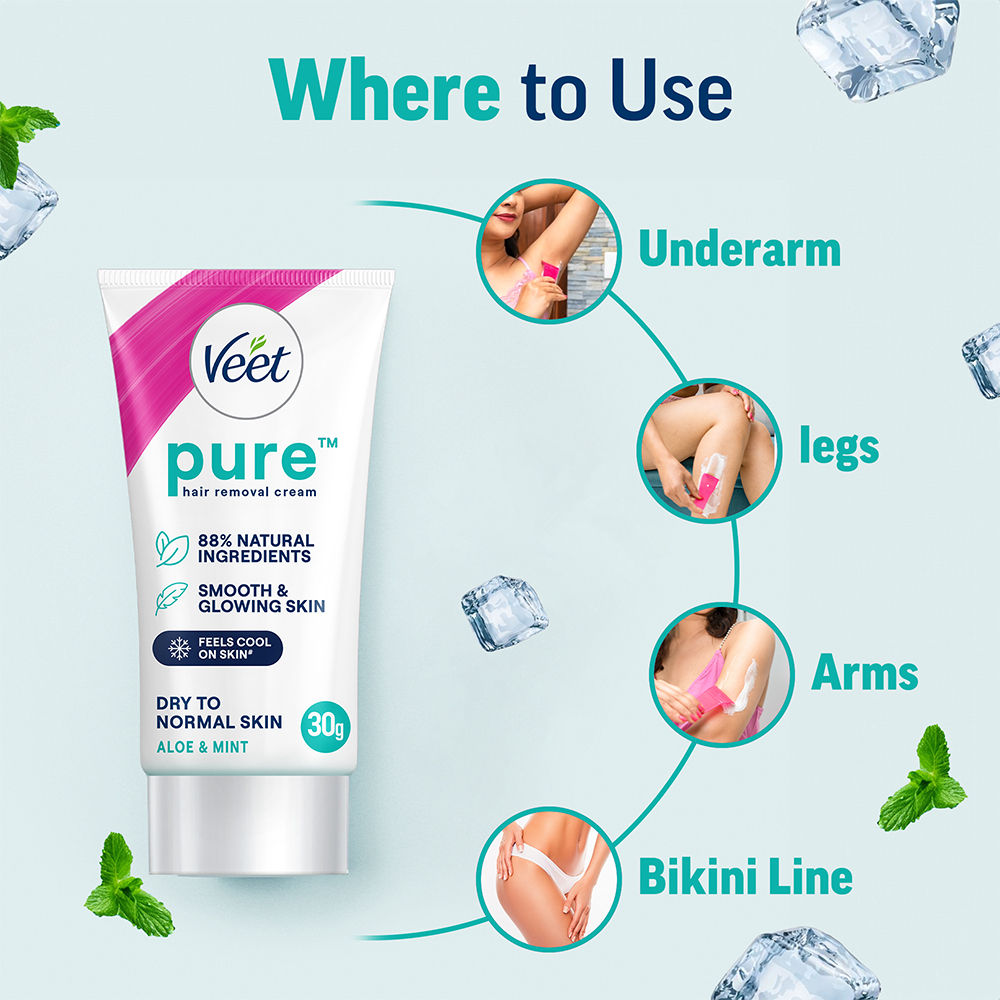 Veet Pure Hair Removal Cream For Women For Dry To Normal Skin, 30g Buy at Indicrest Image 15