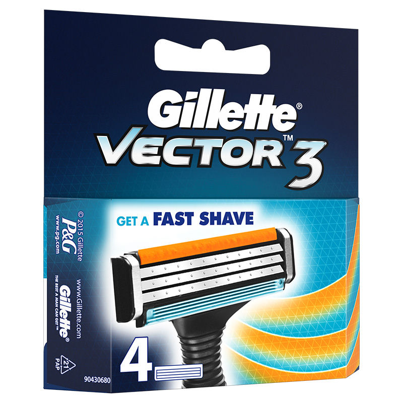 Gillette Vector 3 Manual Shaving Razor Blades for men (Pack of 4 cartridges), 4 Pack Buy at Indicrest