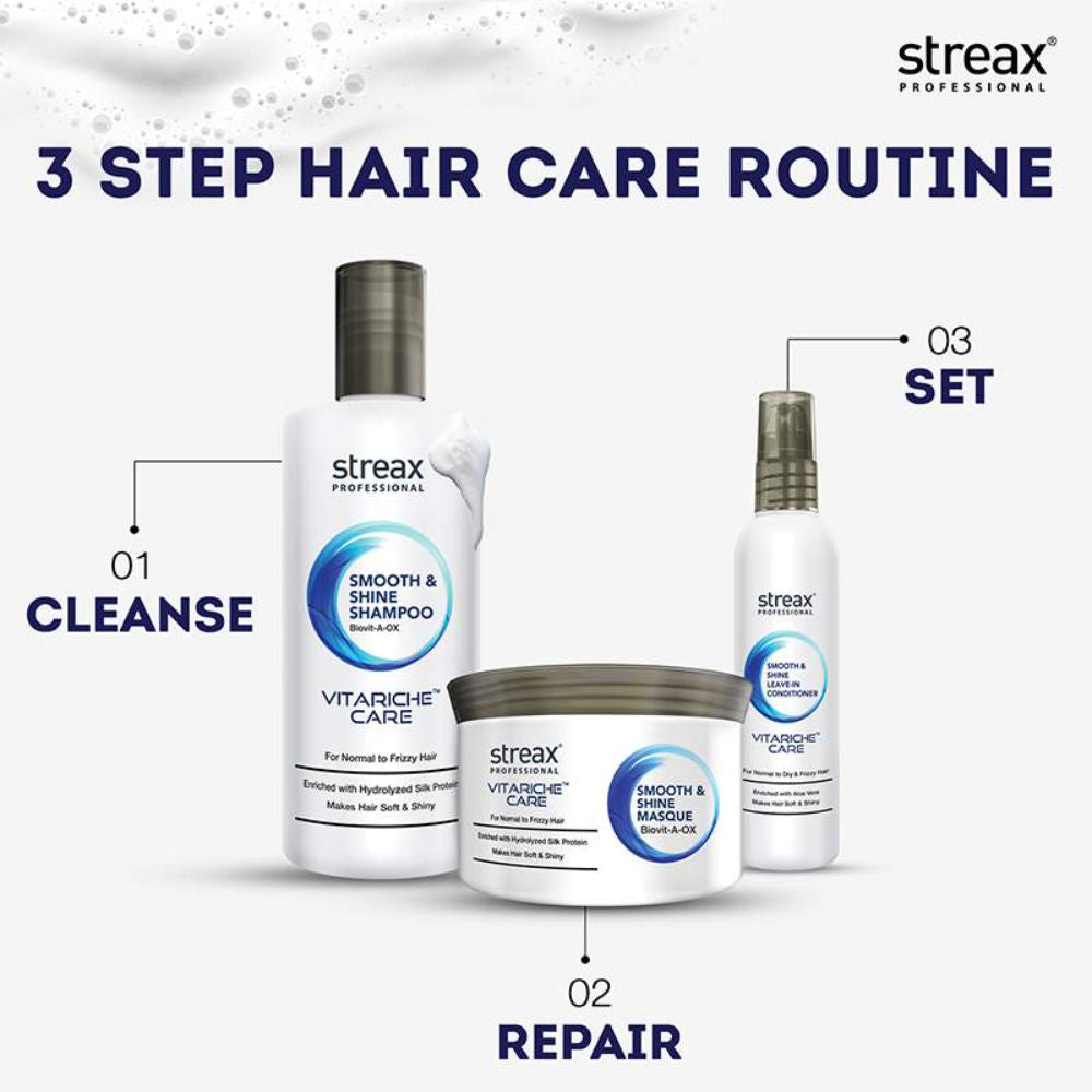 Streax Professional Vitariche Care Smooth & Shine Shampoo For Normal to Dry Hair, 300ml Buy at Indicrest Image 6