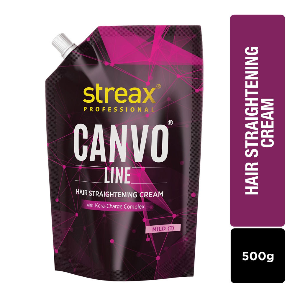 Streax Professional Canvoline Hair Straightening Cream For Curly & Frizzy Hair Mild, 500g Buy at Indicrest