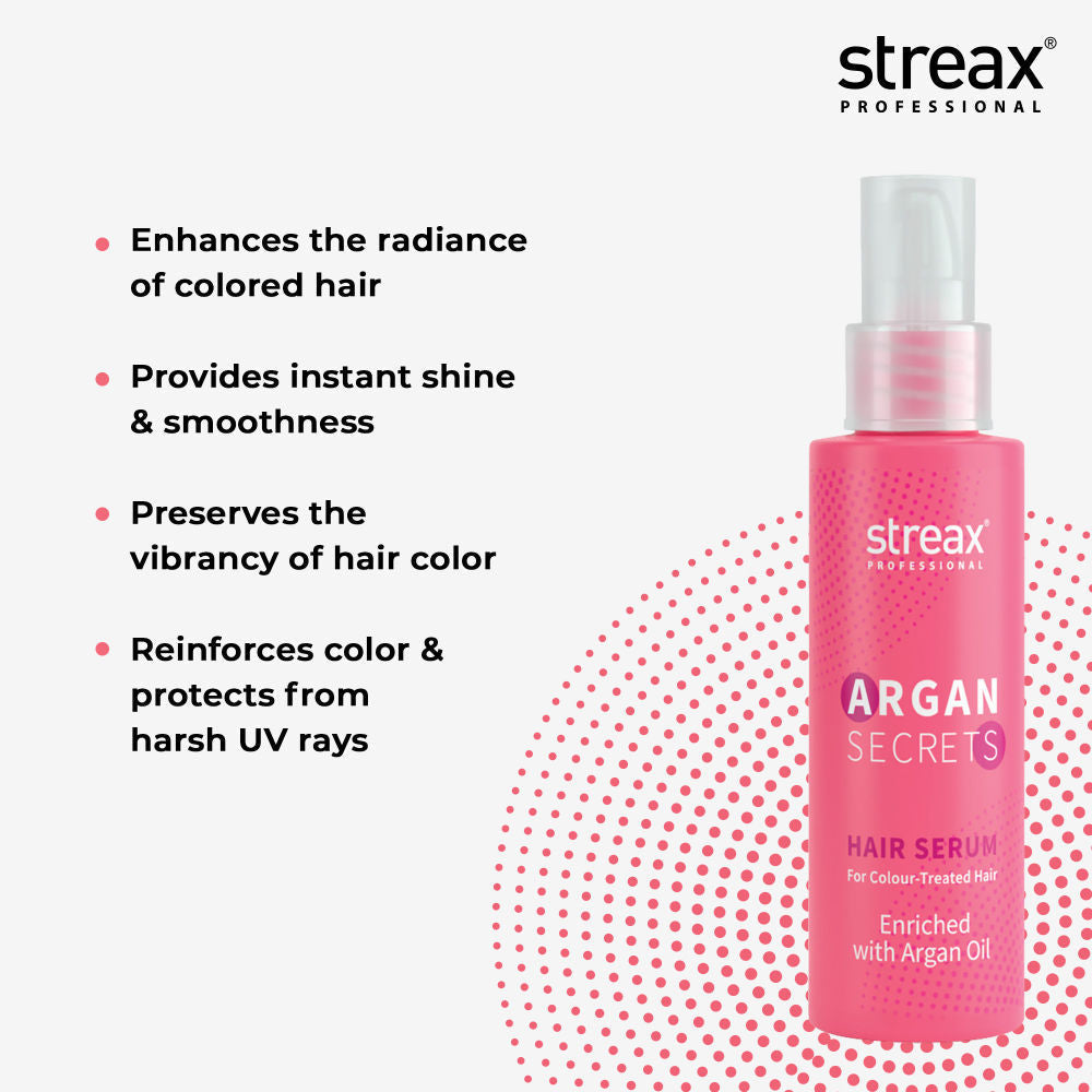Streax Professional Argan Secrets Hair Serum For Colour -Treated Hair Enriched With Argan Oil, 100ml Buy at Indicrest Image 4