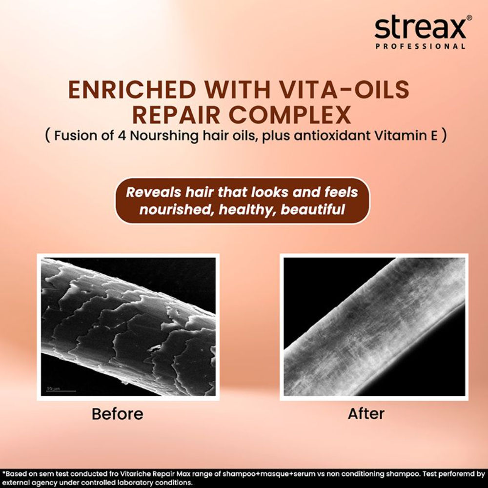 Streax Professional Vitariche Care Repair Max Hair Serum, 100ml Buy at Indicrest Image 4