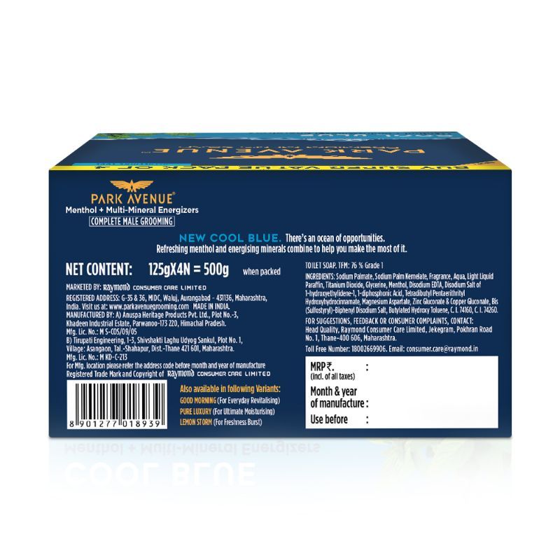 Park Avenue Cool Blue Soap (Pack of 4), 500g Buy at Indicrest Image 2