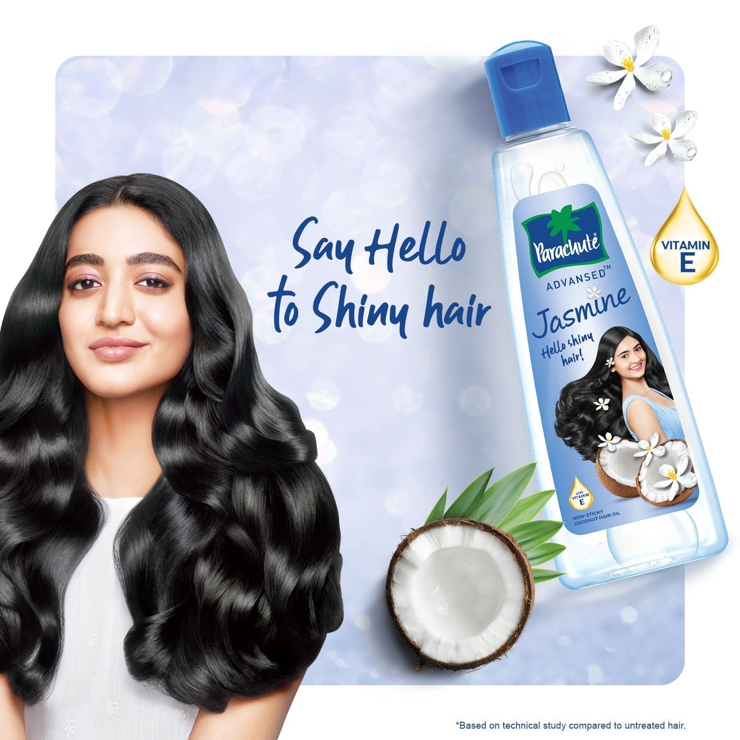 Parachute Advansed Jasmine Coconut Hair Oil, Vitamin E for Healthy Shiny Hair, Non-sticky, 500ml Buy at Indicrest Image 3