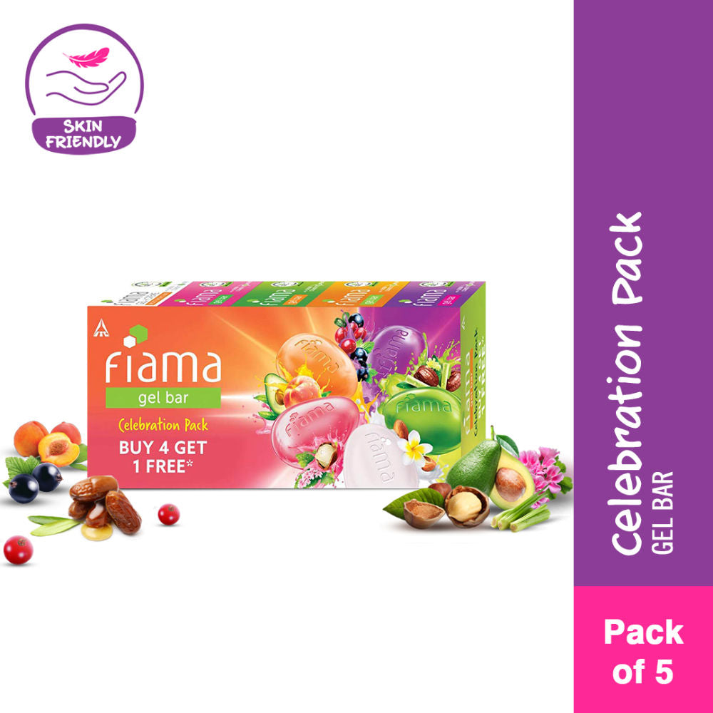 Fiama Gel Bar Celebration Pack, Variety Pack, Safe On Skin, Skin Friendly PH (Buy 4 Get 1 Free), 625g Buy at Indicrest