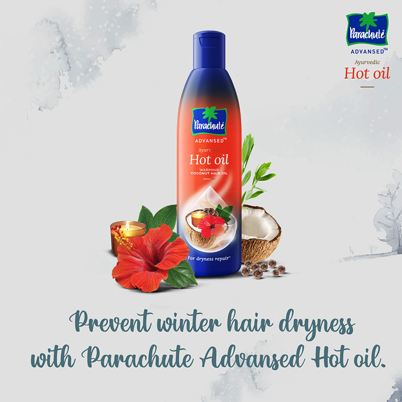 Parachute Advansed Ayurvedic Hot Oil, Warming Coconut Hair Oil, Frizz Free Hair, 300ml Buy at Indicrest Image 3
