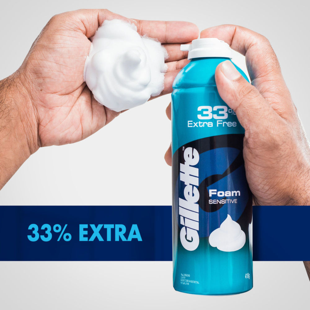 Gillette Classic Sensitive Shave Foam 33% Extra, 418g Buy at Indicrest Image 3
