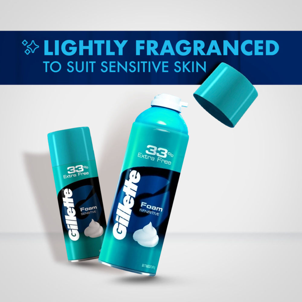 Gillette Classic Sensitive Shave Foam 33% Extra, 418g Buy at Indicrest Image 5
