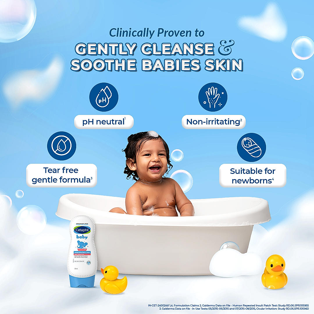 Close-up of Cetaphil Baby Wash label and logo