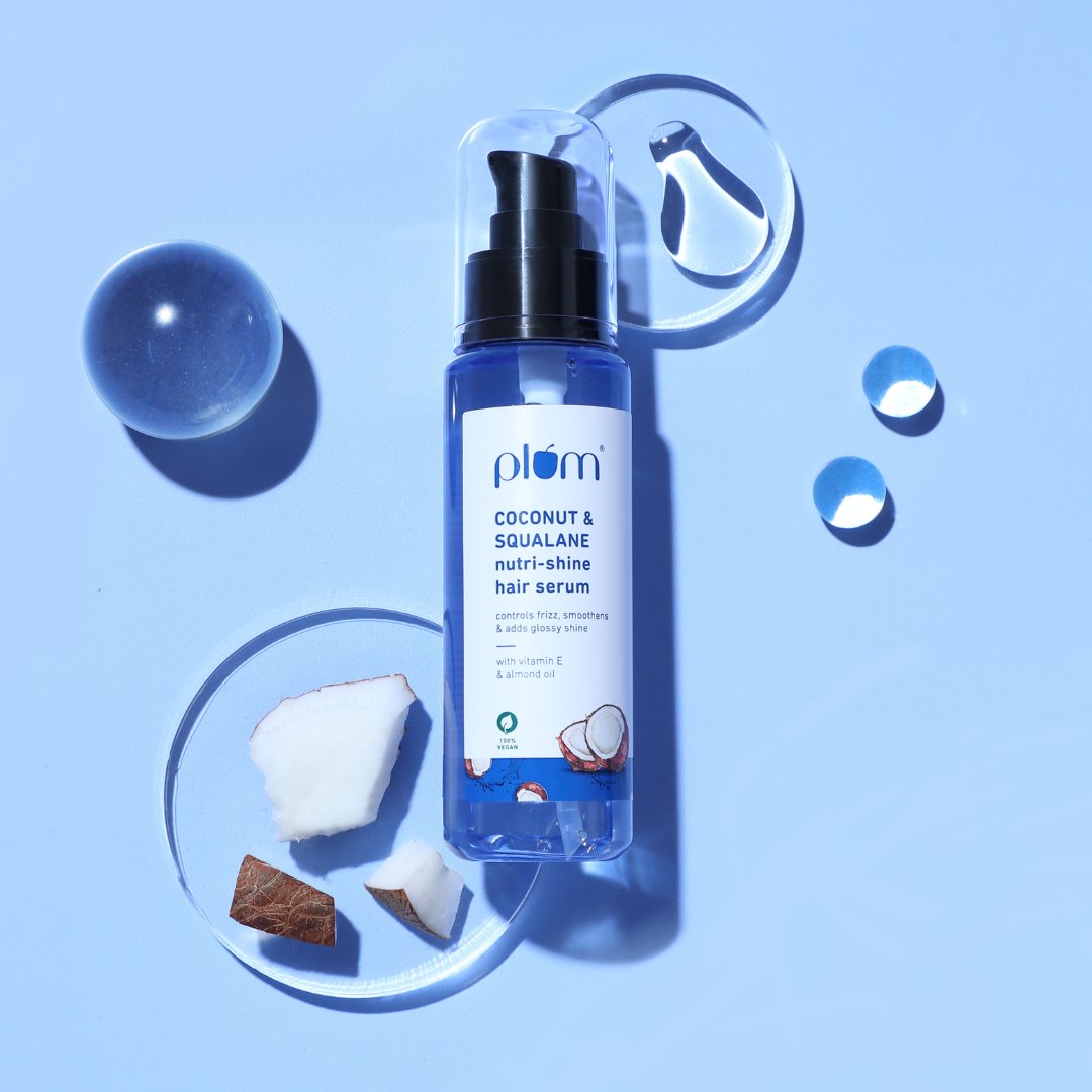 Plum Coconut & Squalane Hair Serum for Soft, Shiny Hair | 22X Shinier Hair In 1 Use | Reduces Frizz, 75ml Buy at Indicrest