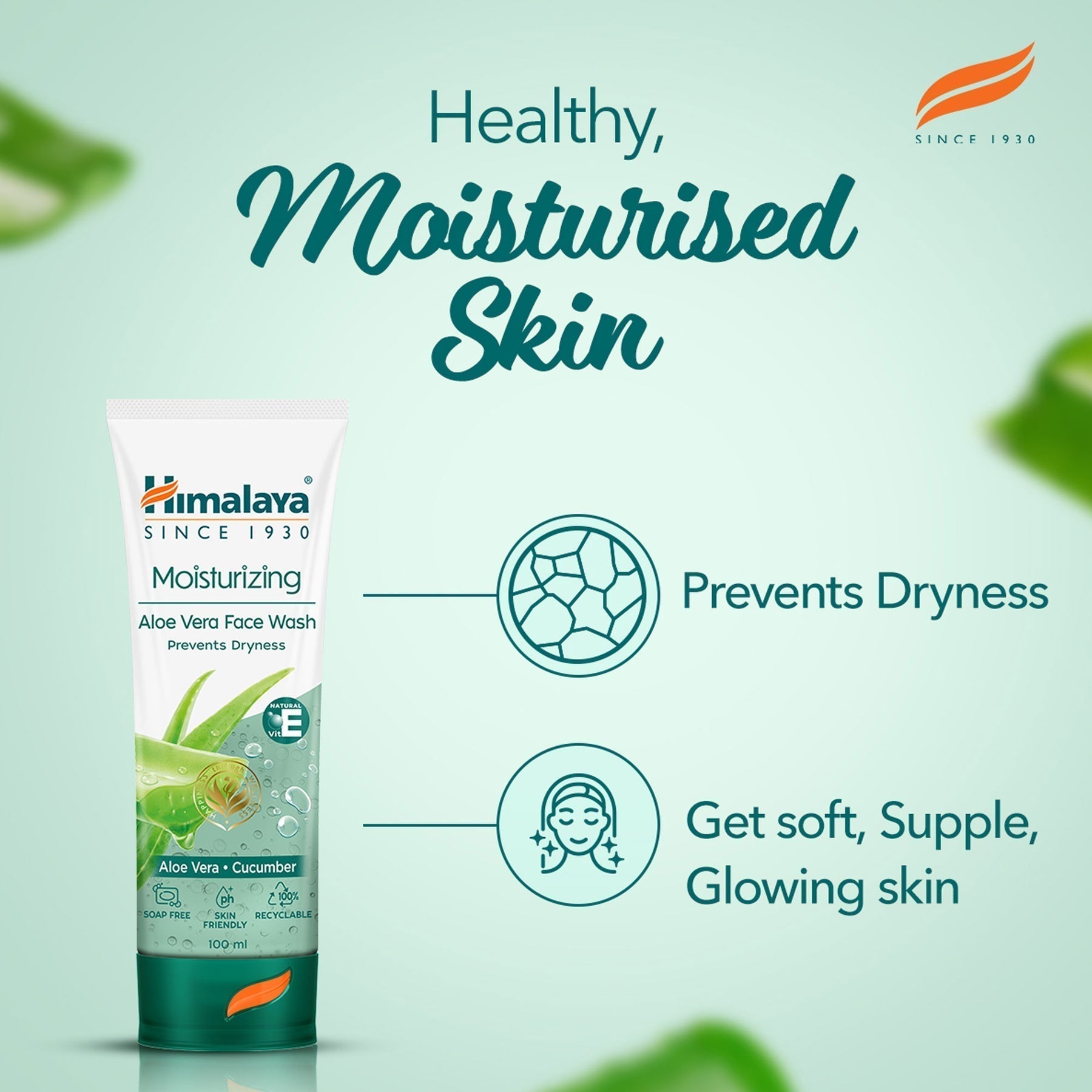 Creamy aloe vera cleanser applied on skin