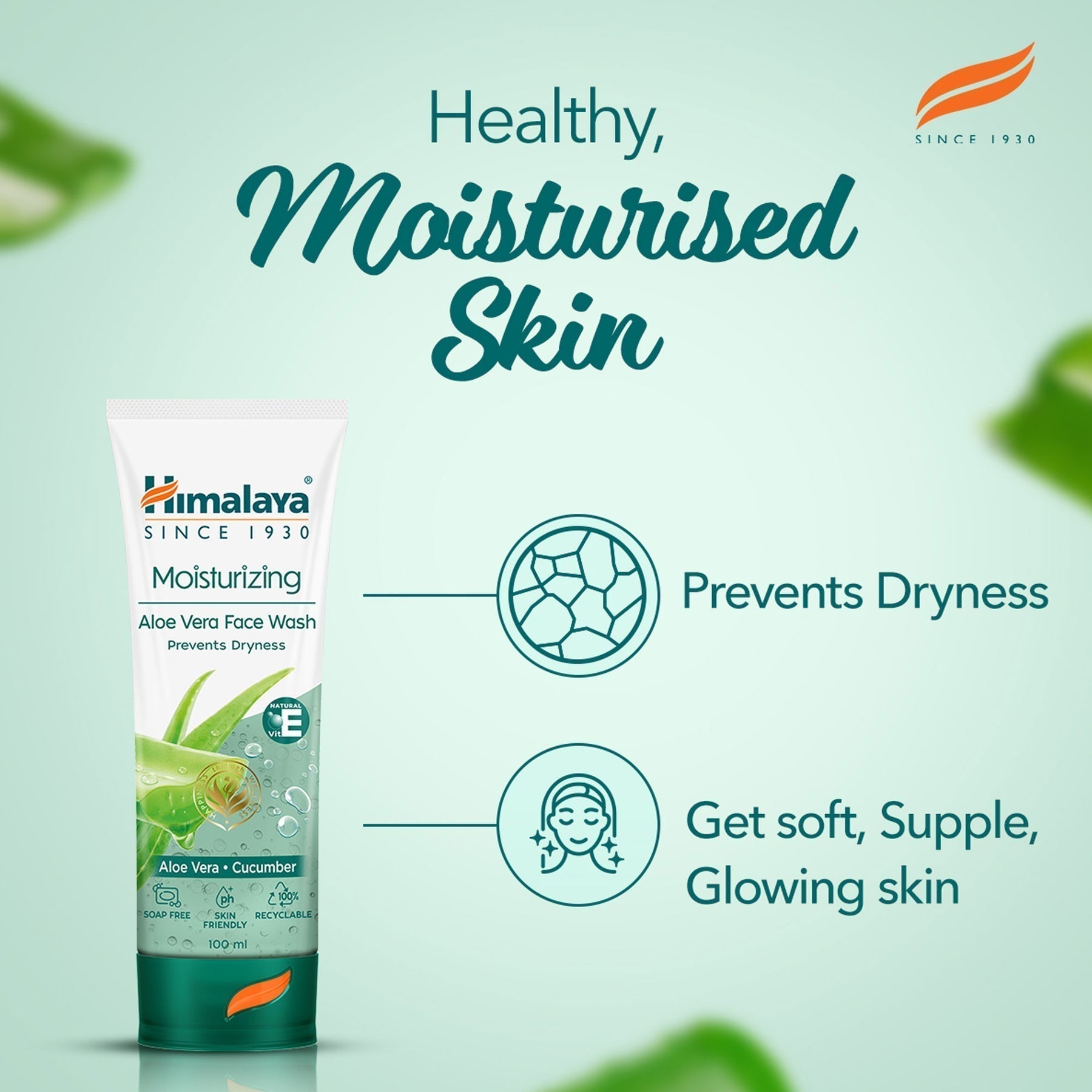 Creamy aloe vera cleanser applied on skin
