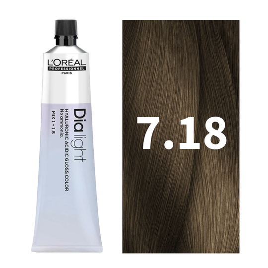 L'Oreal Professionnel Paris Dia Light 7.18 - Ash Mocha Blonde Hair Color, 50ml Buy at Indicrest