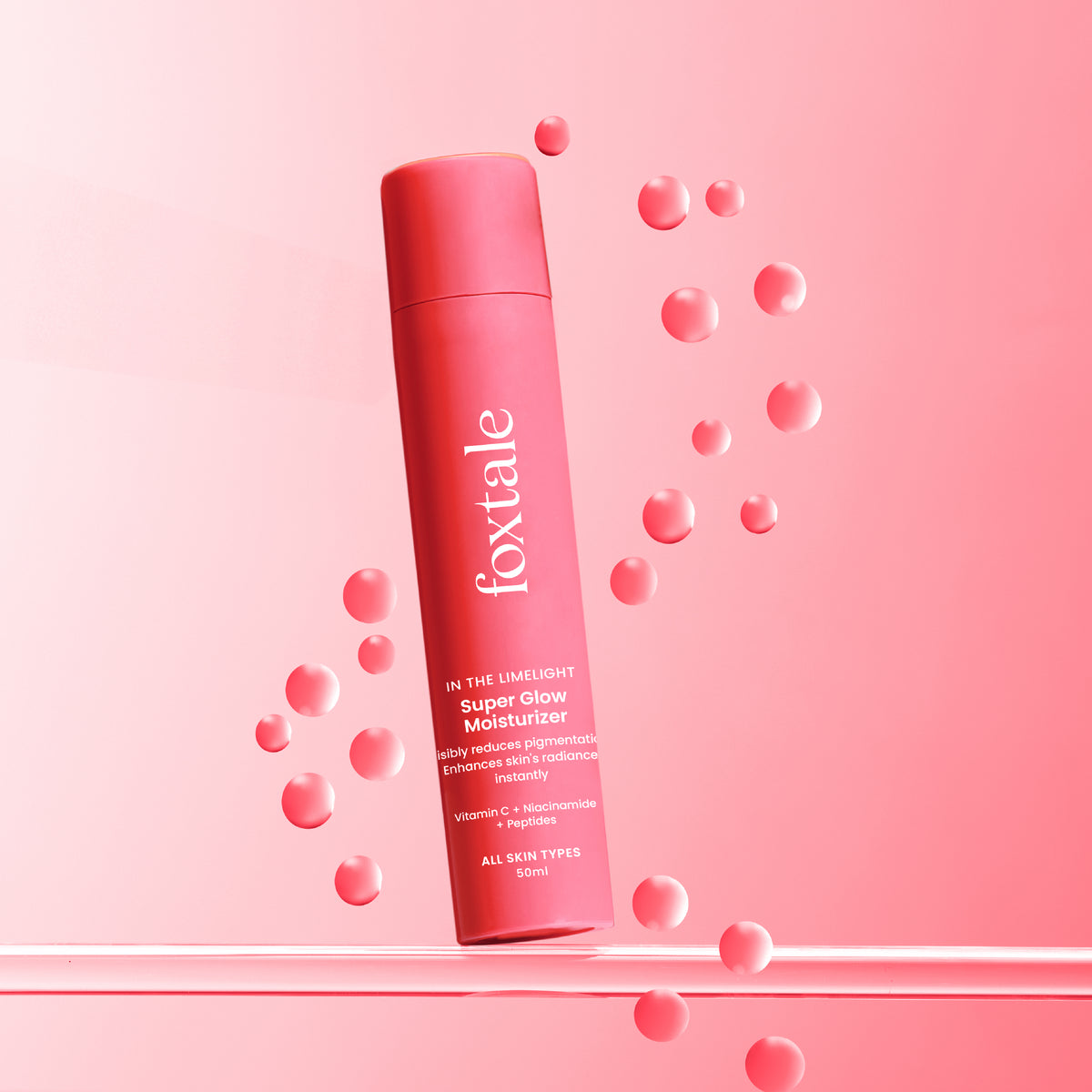 Foxtale Super Glow Moisturizer With Vitamin C, Niacinamide, & Peptides for a Long-lasting Glow, 50ml Buy at Indicrest