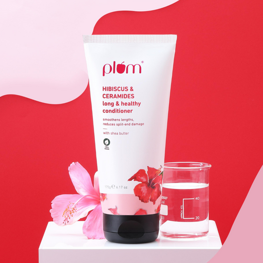 Plum Hibiscus & Ceramides Long & Healthy Conditioner | Smoothens Hair | Helps Prevent Split Ends, 175g Buy at Indicrest