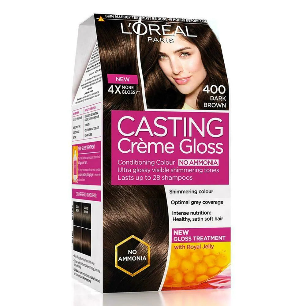 L’Oreal Paris Casting Crème Gloss Hair Color - 400 Dark Brown (87.5g + 72ml) Buy at Indicrest